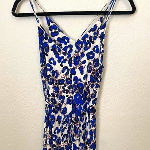 Topshop Blue Leopard Animal Print Maxi Dress